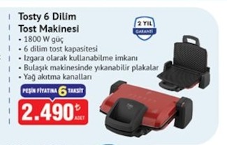 Tosty 6 Dilim Tost Makinesi