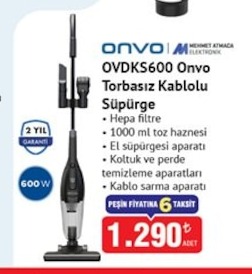 Ovdks600 Onvo Torbasız Kablolu Süpürge