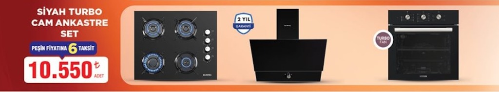 Siyah Turbo Cam Ankastre Set