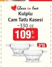 Glass In Love Kulplu Cam Tatlı Kasesi
