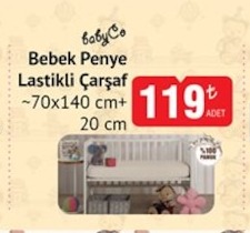Babyco Bebek Penye Lastikli Çarşaf ~70X140 Cm+ 20 Cm