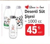 Desenli Süt Şişesi 1000 Cc