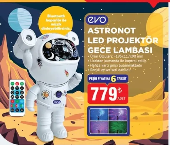 Evo Astronot Led Projektör Gece Lambası