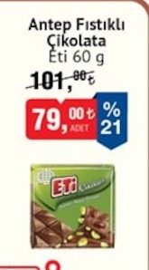 Antep Fıstıklı Çikolata Eti 60 G