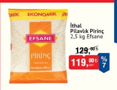İthal Pilavlık Pirinç 2,5 Kg Efsane