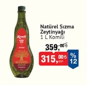 Natürel Sızma Zeytinyağı 1 L Komili