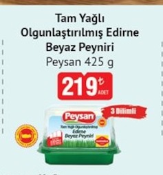 Tam Yağlı Olgunlaştırılmış Edirne Beyaz Peyniri Peysan 425 G