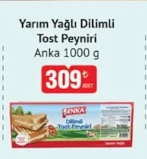 Anka Yarım Yağlı Dilimli Tost Peyniri 1000 G