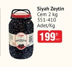 Siyah Zeytin Cem 2 Kg