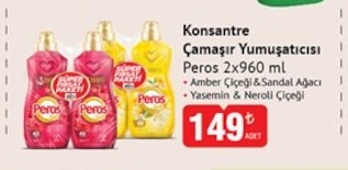 Peros Konsantre Çamaşır Yumuşatıcısı 2X960 Ml