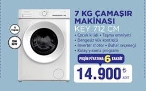 7 Kg Çamaşır Makinası Key 712 Cm