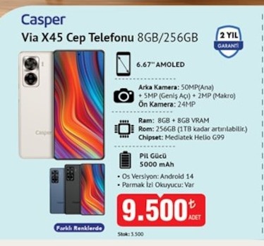 Casper Via X45 Cep Telefonu