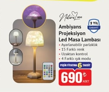 Naturalove Ambiyans Projeksiyon Led Masa Lambası