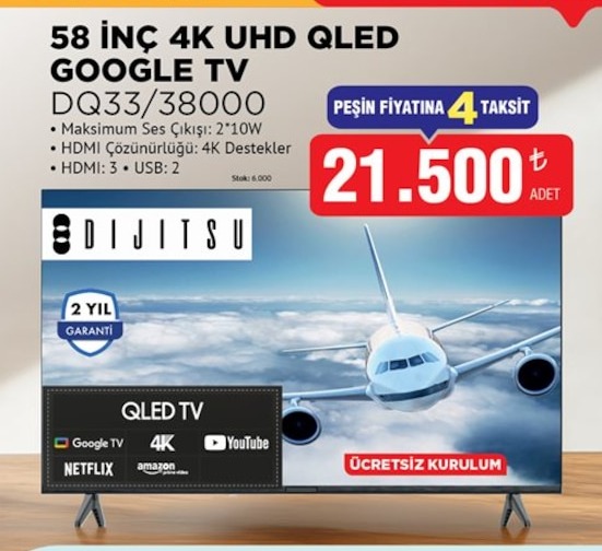 58 İnç 4K Uhd Qled Google Tv Dijitsu