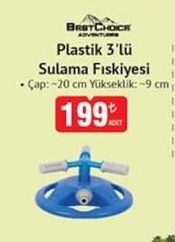 Bestchoice Plastik 3'Lü Sulama Fıskiyesi