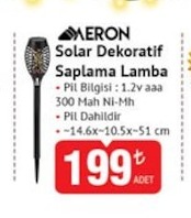 Aeron Solar Dekoratif Saplama Lamba