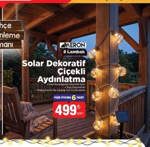 Aeron 8 Lambalı Solar Dekoratif Çiçekli Aydınlatma