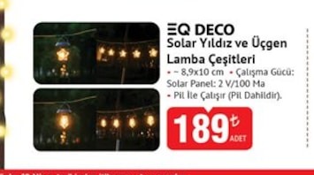 Eq Deco Solar Yıldız Ve Üçgen Lamba Çeşitleri