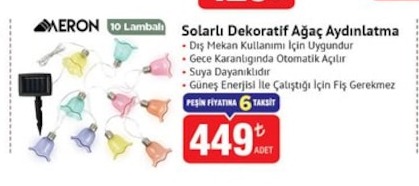 Aeron Solarlı Dekoratif Ağaç Aydınlatma 10 Lambalı