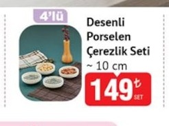 Desenli Porselen Çerezlik Seti