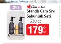 Glass In Love Standlı Cam Sıvı Sabunluk Seti