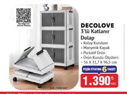 Decolove 3'Lü Katlanır Dolap