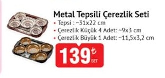 Metal Tepsili Çerezlik Seti