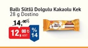Dostino Ballı Sütlü Dolgulu Kakaolu Kek 28 G