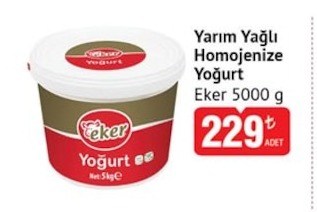Eker Yarım Yağlı Homojenize Yoğurt 5000 G