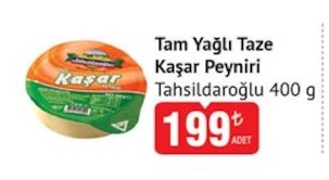 Tahsildaroğlu Tam Yağlı Taze Kaşar Peyniri 400 G