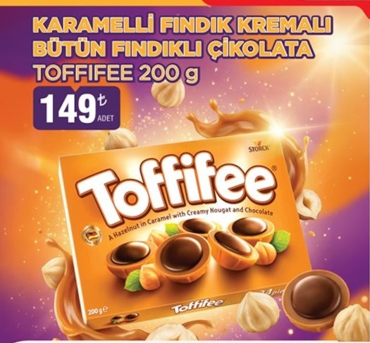 Toffifee Karamelli Fındık Kremalı Bütün Fındıklı Çikolata 200 G