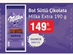 Milka Extra Bol Sütlü Çikolata 190 G