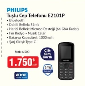 Philips Tuşlu Cep Telefonu E2101P