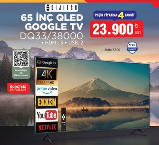 Ojjitsu 65 Inç Qled Google Tv Dq33/38000