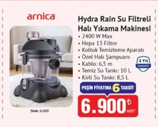 Arnica Hydra Rain Su Filtreli Halı Yıkama Makinesi