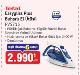 Tefal Easygliss Plus Buharlı El Ütüsü Fv5715
