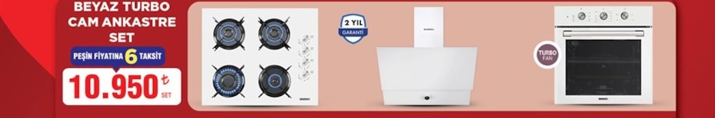 Beyaz Turbo Cam Ankastre Set