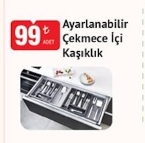 Ayarlanabilir Çekmece İçi Kaşıklık