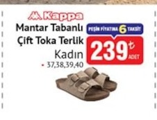 Kappa Mantar Tabanlı Çift Toka Terlik Kadın