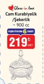 Glass In Love Cam Kurabiyelik / Şekerlik 900 Cc