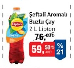 2 L Lipton Şeftali Aromalı Buzlu Çay