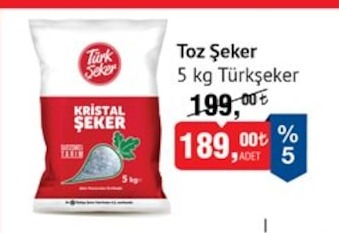 Toz Şeker 5 Kg Türkşeker