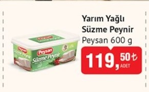 Yarım Yağlı Süzme Peynir Peysan 600 G
