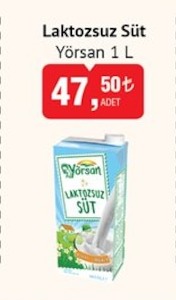 Laktozsuz Süt Yörsan 1 L