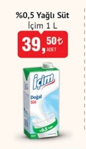 %0,5 Yağlı Süt İçim 1 L