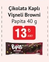 Papita Çikolata Kaplı Vişneli Browni 40 G