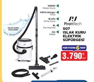 Pirantech S07 Islak Kuru Elektrik Süpürgesi