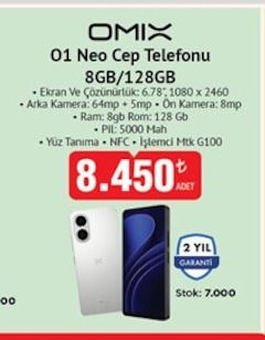 Omix O1 Neo Cep Telefonu 8Gb/128Gb