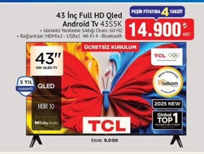 Tcl 43 İnç Full Hd Qled Android Tv 43S5K