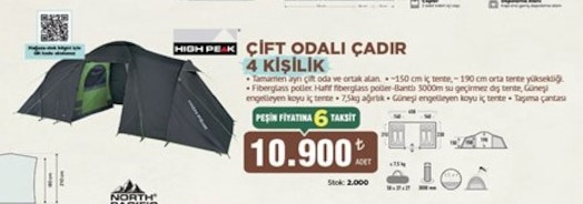 High Peak Çift Odalı Çadır 4 Kişilik